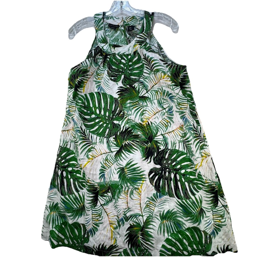 Tahari 100% Linen Shift Dress Women's Small Tropical Beachβ Resort Travel